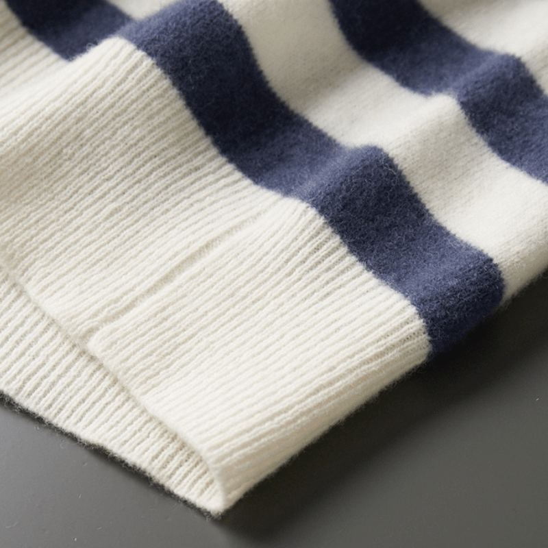 Men’s Mariner Stripe Sweater – Classic Crew Neck Long Sleeve Pullover