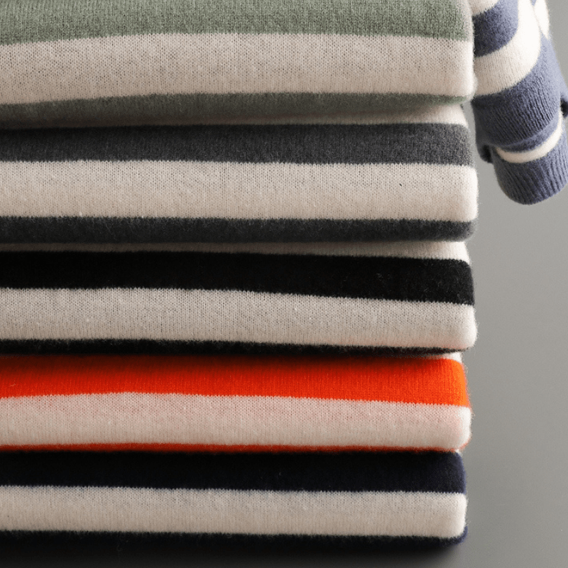 Men’s Mariner Stripe Sweater – Classic Crew Neck Long Sleeve Pullover