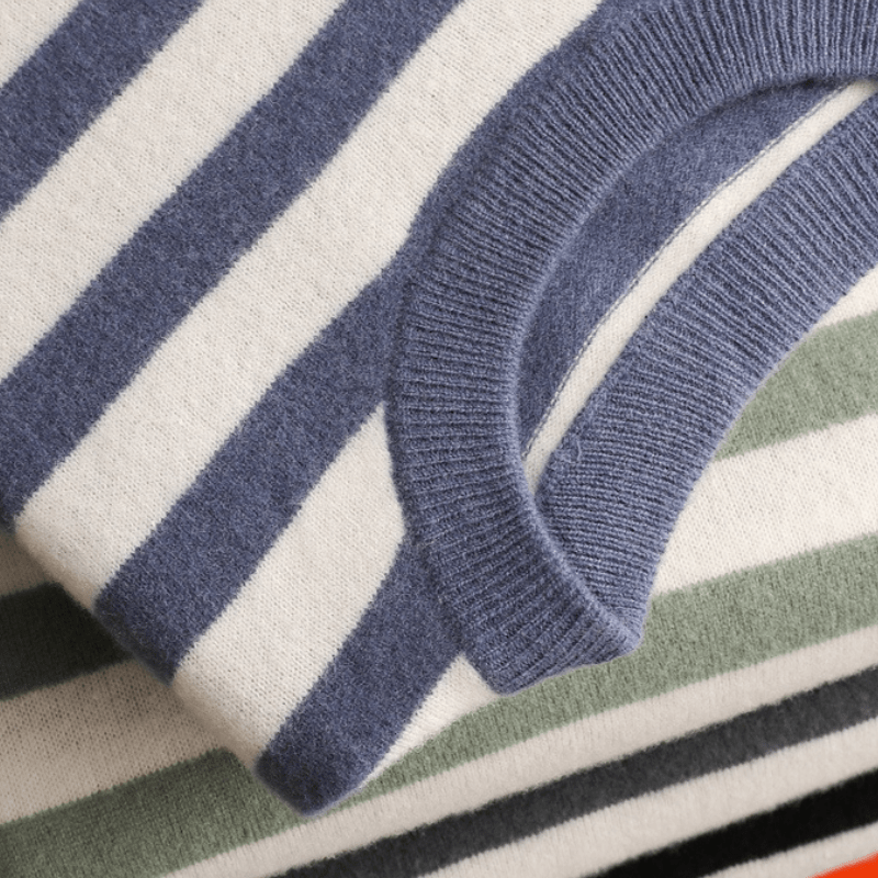 Men’s Mariner Stripe Sweater – Classic Crew Neck Long Sleeve Pullover