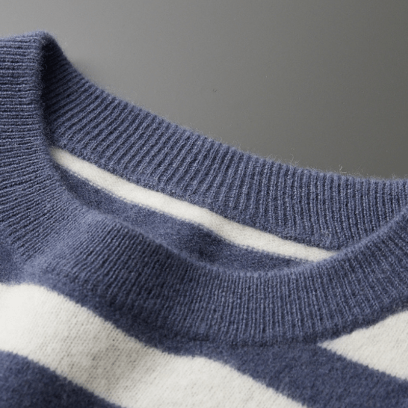 Men’s Mariner Stripe Sweater – Classic Crew Neck Long Sleeve Pullover