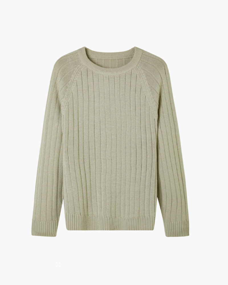 Men’s Classic Crew Neck Jumper – Ribbed Long Sleeve Pullover