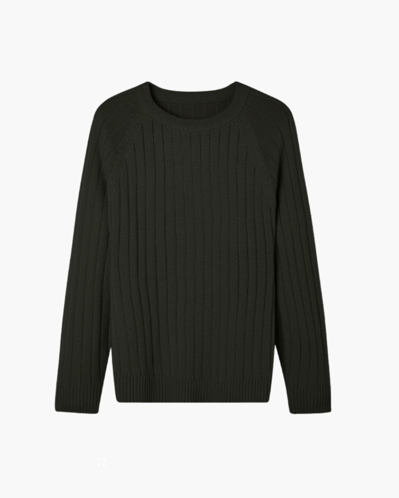 Men’s Classic Crew Neck Jumper – Ribbed Long Sleeve Pullover