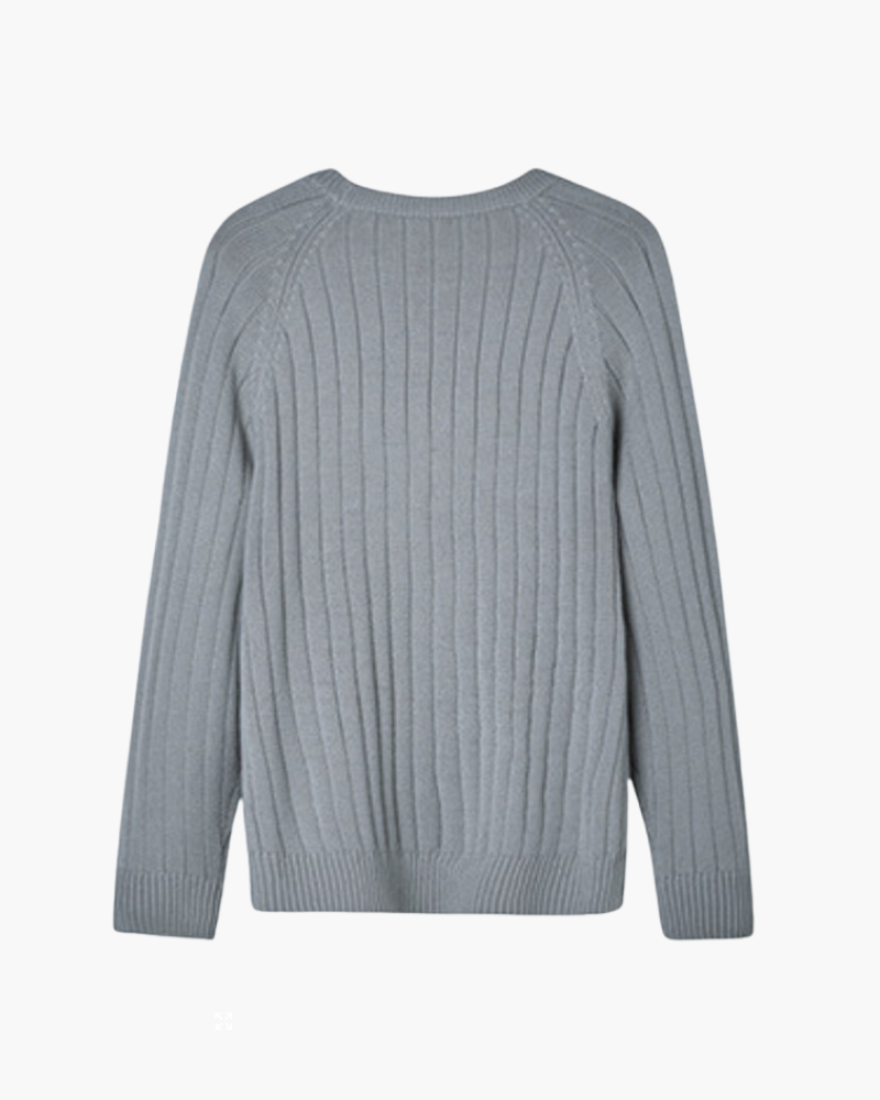 Men’s Classic Crew Neck Jumper – Ribbed Long Sleeve Pullover