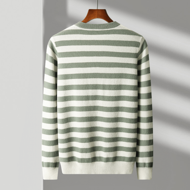 Men’s Mariner Stripe Sweater – Classic Crew Neck Long Sleeve Pullover