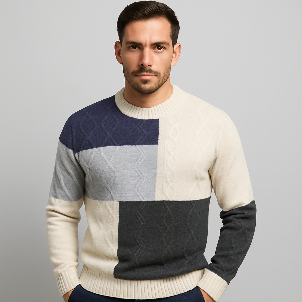 Men’s Casual Knit Sweater – Classic Crew Neck Long Sleeve Pullover